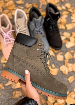 Неймовірні жіночі зимові черевики/ чоботи/ уггі timberland olive fur 😍 (з хутром)