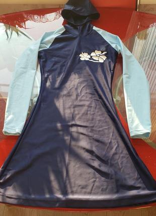 Буркини купальное платье с капюшоном длинные рукава мусульманке девочке 8-9л 128-134см новое