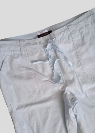 Літні укорочені штани лляні капрі кюлоти із зав'язками льон бавовна3 фото