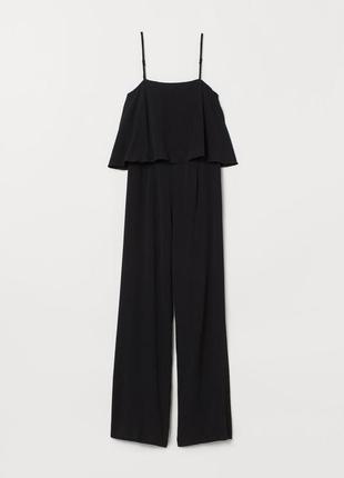 Комбінезон комбез чорний натуральна віскоза широкі штани палаццо h&m