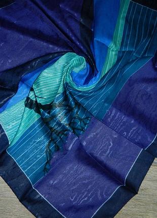 Италия! красивый большой легкий сине фиолетовый муаровый платок, роуль