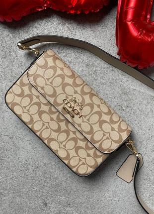 Сумка coach shoulder bag beige monogram7 фото