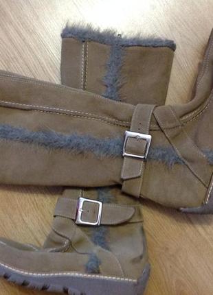 Замшевые сапоги на меху. /37/ италия