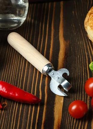 Открывашка для консервов консервный нож консервовскрыватель открывалка с деревянной ручкой 16 см