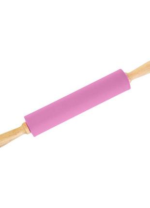 Скалка качалка для тіста силіконова з дерев'яними ручками 42.5 см2 фото