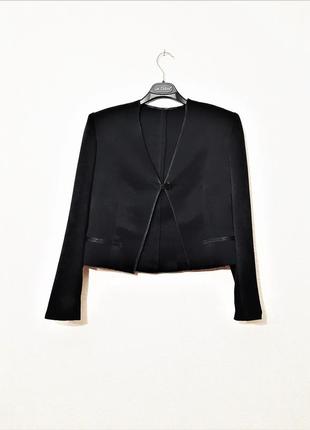 Супер жакет чёрный укороченный до талии длинные рукава на девушку / женский пиджачок3 фото