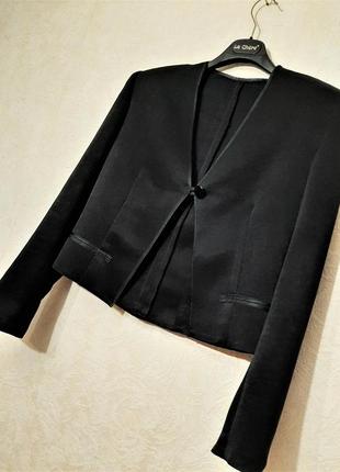Супер жакет чёрный укороченный до талии длинные рукава на девушку / женский пиджачок1 фото