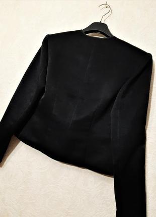 Супер жакет чёрный укороченный до талии длинные рукава на девушку / женский пиджачок7 фото