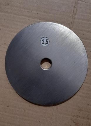 Металевий диск,блін 2,5 кг на гриф 25 мм без покриття1 фото