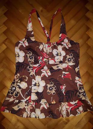 Хлопковая блуза в цветочный принт! р.-44 eur1 фото