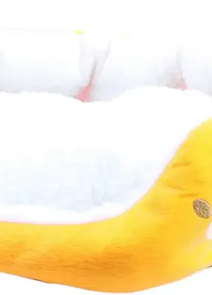 Лежанка лежак из бараней шерсти 62×52×15 см спальное место для средних и  крупных  собак желтая1 фото