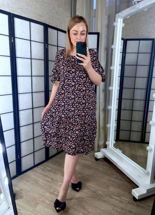 Платье из штапеля черний 50-56