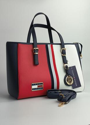 Tommy hilfiger large bag red/white3 фото