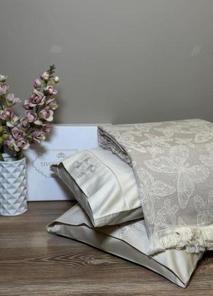 Постільна білизна tivolyo home papillon pembe піке делюксатин з бавовняним покривалом євро