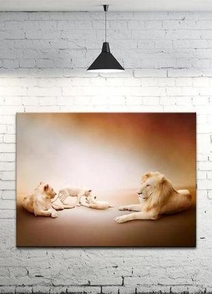 Картина на холсте на стену для интерьера/спальни/офиса dk семейство львов (dkp4560-z103)1 фото