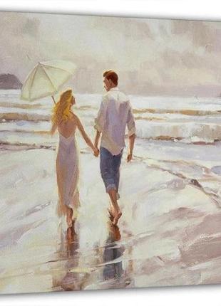 Картина на холсте на стену для интерьера/спальни/офиса dk влюбленная пара на берегу моря 60х100 см (mk10197_m)