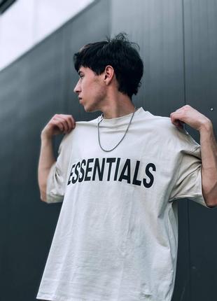 Футболка essentials от бренда fear of god essentials beige бежевая мужская