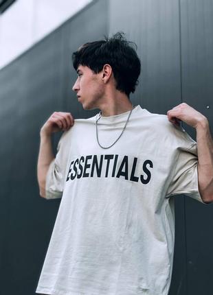 Футболка essentials от бренда fear of god бежевая мужская