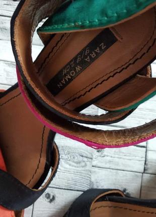 Женские босоножки zara на каблуке разноцветные 37 размер6 фото