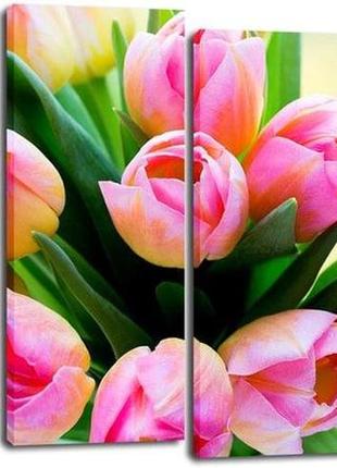 Модульна картина на полотні на стіну для інтер`єру/спальні/прихожої dk тюльпани 112х75 см (plm4 183)