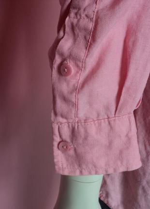 Рубашка marks&spencer льняная розовая воротником карманами оверсайз туника летняя7 фото