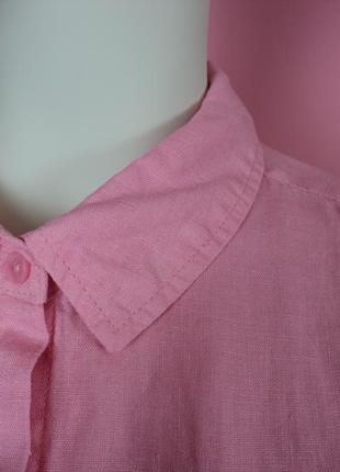 Рубашка marks&spencer льняная розовая воротником карманами оверсайз туника летняя2 фото