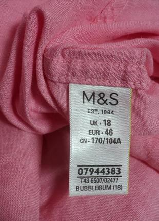 Рубашка marks&spencer льняная розовая воротником карманами оверсайз туника летняя4 фото