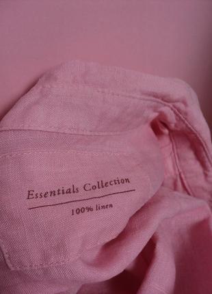 Рубашка marks&spencer льняная розовая воротником карманами оверсайз туника летняя3 фото