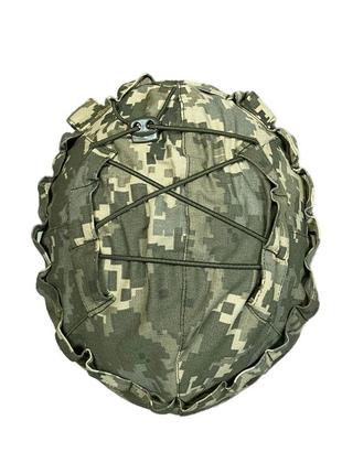 Тактичний кавер на шолом піксель з кріпленням зсу, військовий чохол на каску маскувальний армійський піксель4 фото