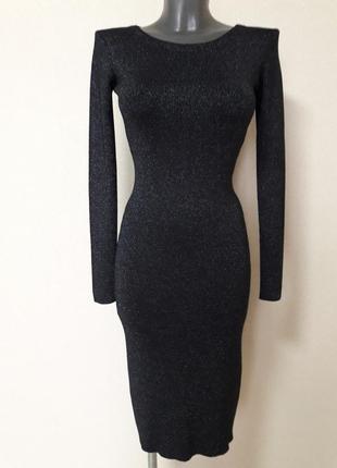 Праздничное,эффектное,обтягивающее женственное платье с люрексом,в микро-рубчик1 фото