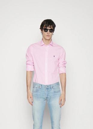 Оригинальная рубашка ralph lauren slim fit poplin striped shirt pink/white4 фото