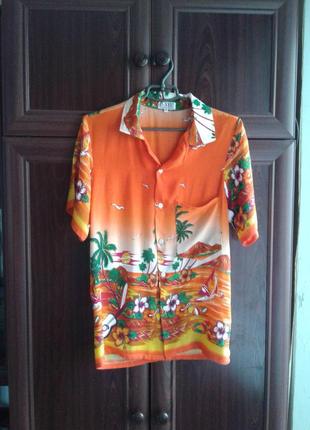 Віскозна сорочка тропічний принт, гавайська сорочка d-xel casual wear таїланд