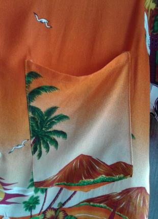 Віскозна сорочка тропічний принт, гавайська сорочка d-xel casual wear таїланд3 фото