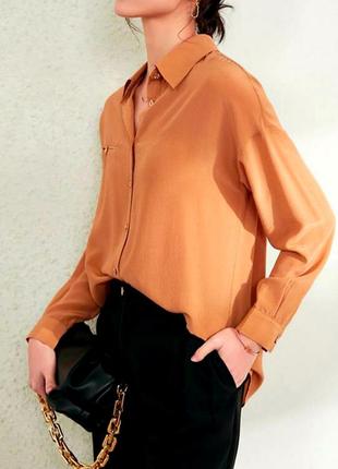 Купровая (100% cupro) винтажная удлиненная блуза рубашка tendenza
