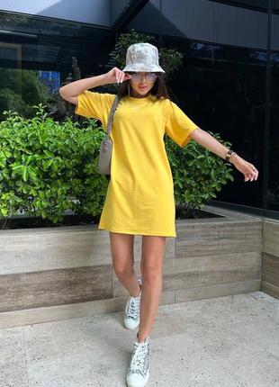 Стильная яркая желтая туника спортивное платье туника 3 цвета.