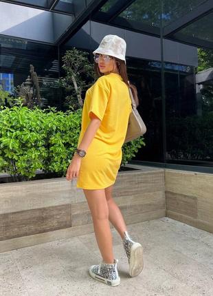 Стильная яркая желтая туника спортивное платье туника 3 цвета.