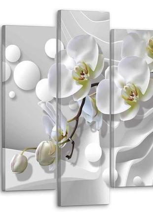 Модульна картина на полотні на стіну для інтер`єру/спальні/прихожої dk абстракція - біла орхідея 125х80 см (mk50045)