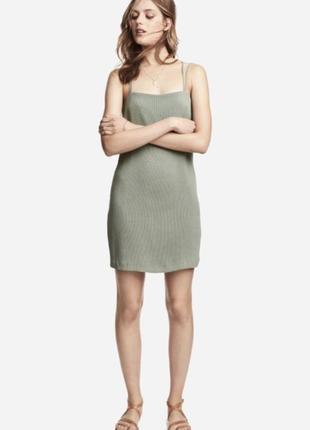 Платье h&m хаки женское короткое рубчик