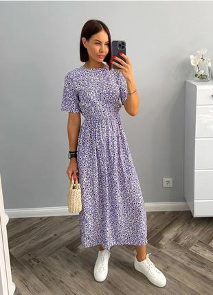 Сиреневое лиловое платье со штапеля
