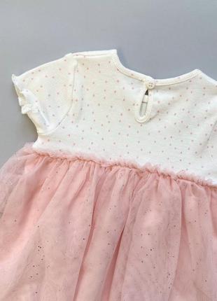 Сукня в рубчик з фатиновою спідницею у ніжно рожевому кольорі від бренду george 🇬🇧2 фото
