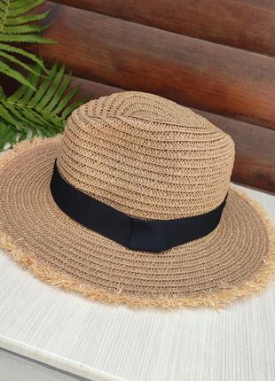 Капелюх солом'яний літній федора, шляпа соломенная бохо1 фото