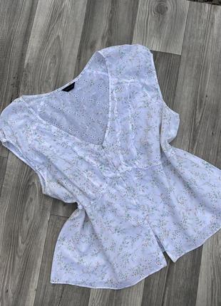 Блуза из прошвы в цветочный принт батал, большой размер