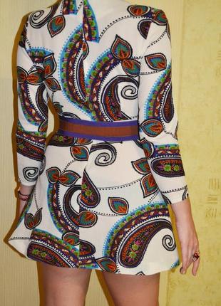 Роскошное разноцветное  платье  персидские огурцы или принт пейсли размер s3 фото