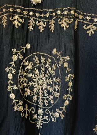 Блуза/ туника вышиванка черная с золотом оверсай этно стиль4 фото