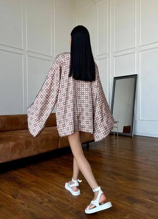 Шелковый костюм в принт кимоно и шорты8 фото