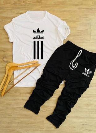 Штани + футболка! спортивний костюм, літній комплект adidas