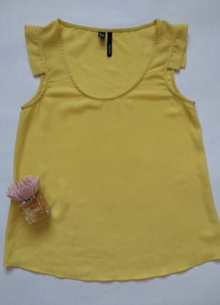 Желтая свободная шифоновая блуза блузка с короткими рукавами2 фото