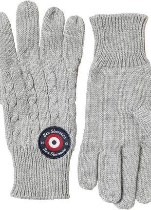 Перчатки ben sherman cable knit gloves grey marl оригинал