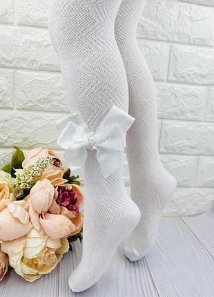 Нарядні білі колгти з бантиком турецькі