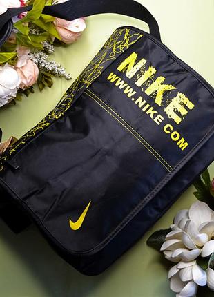 Сумка через плечо nike, школьная сумка, потальонка, черная, череарея, спортивная, планшетка, для ноутбука